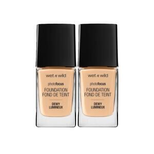 New 2 Pack Wet n Wild SOFT BEIGE Photo Focus Dewy Liquid Foundation Makeup